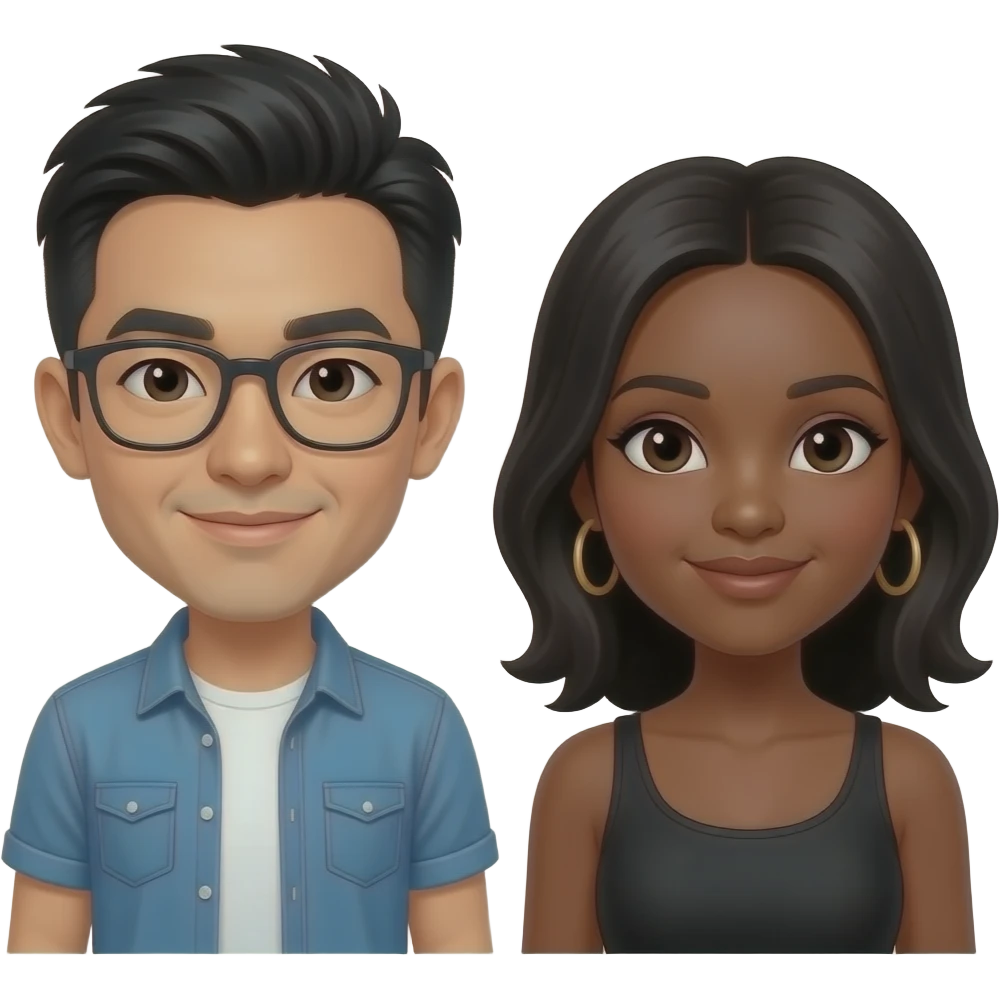 asian guy with a black woman emoji