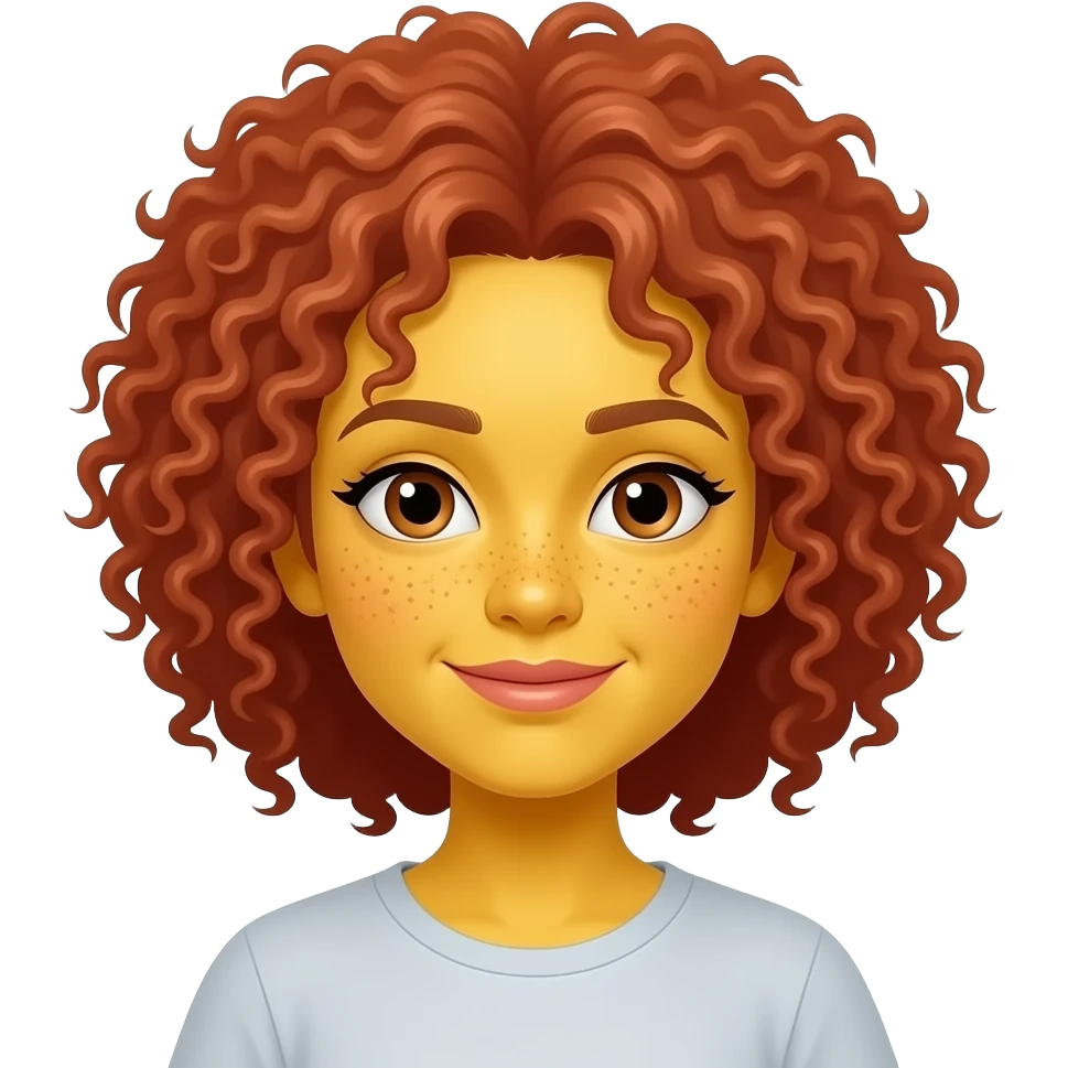 girl with bright yellow skin, red curly afro hair & freckles emoji