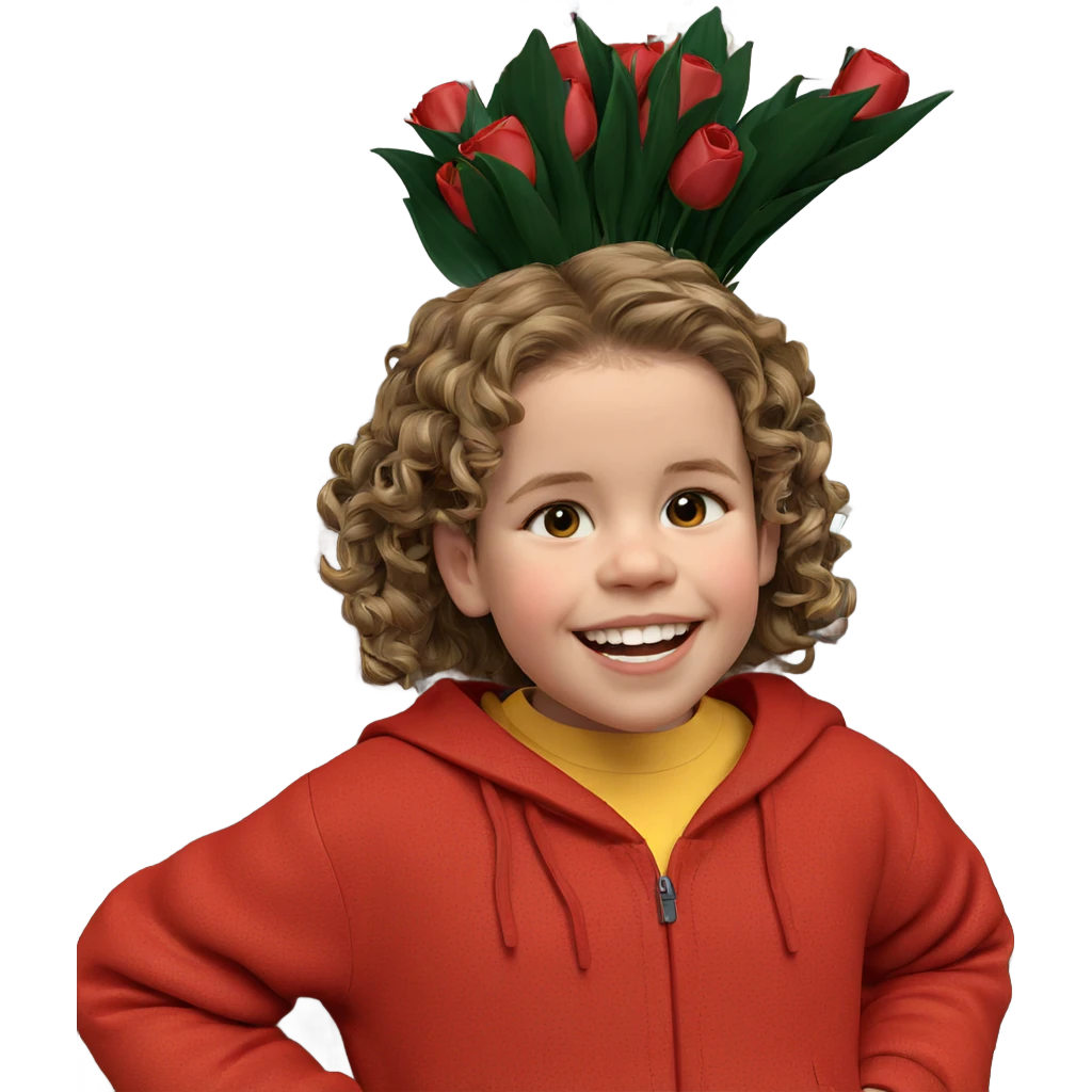 smiling girl with flowers emoji