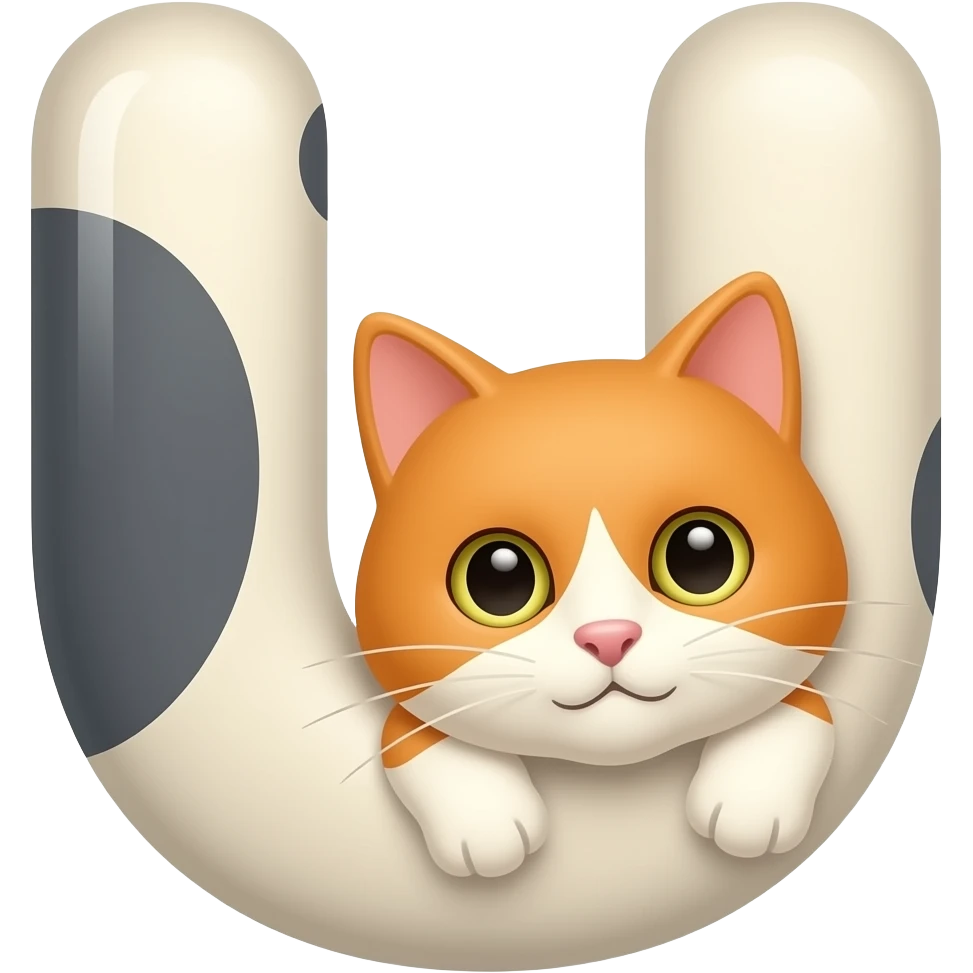Letra U com um gato emoji