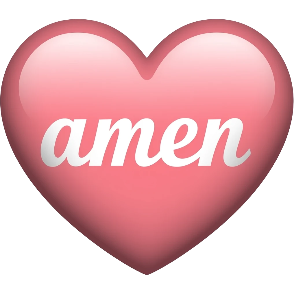a heart with "amen" written in the center emoji
