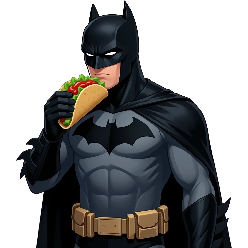 Fait moi Batman qui mange un tacos emoji