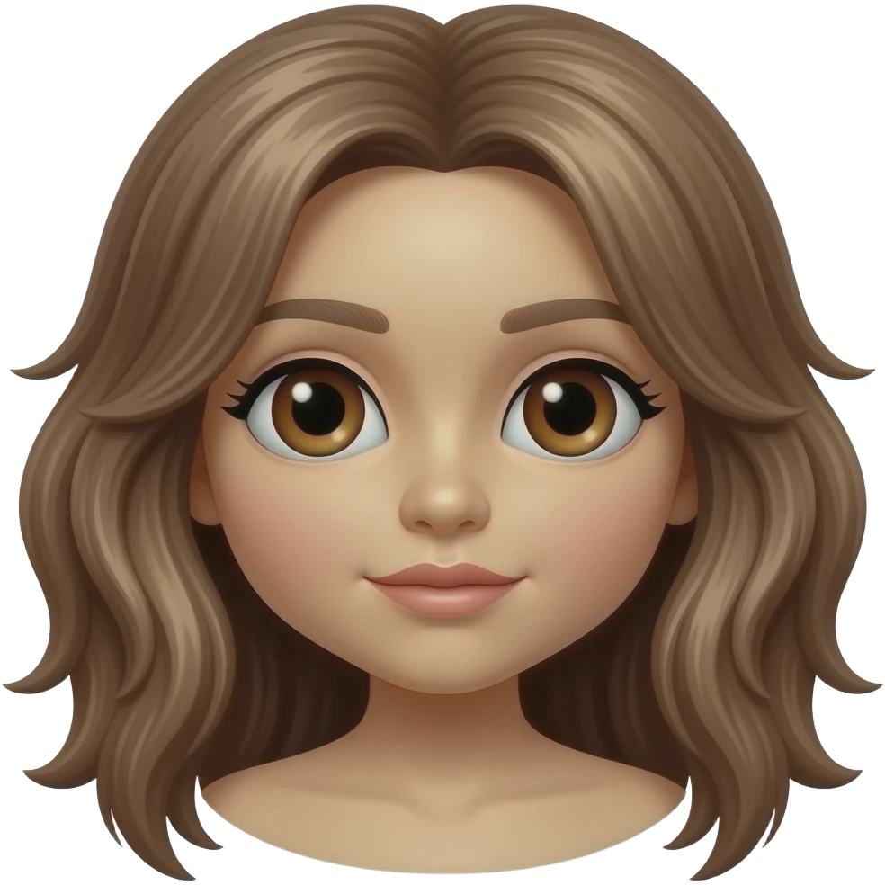 Voodoo doll, long hair, brown eyes emoji