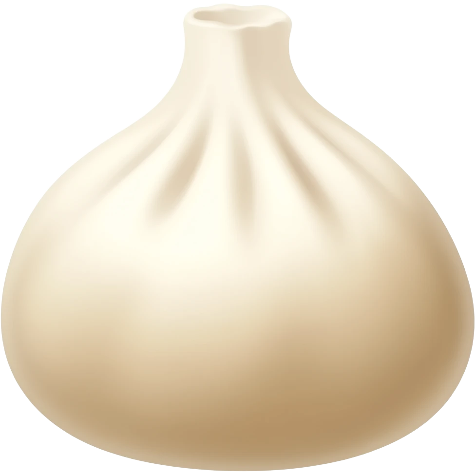 A soft, fluffy yeast dumpling with a smooth, slightly glossy surface, pale golden-beige in color. The dumpling is round and plump. Inside, the crumb is light and porous, with gentle steam rising emoji