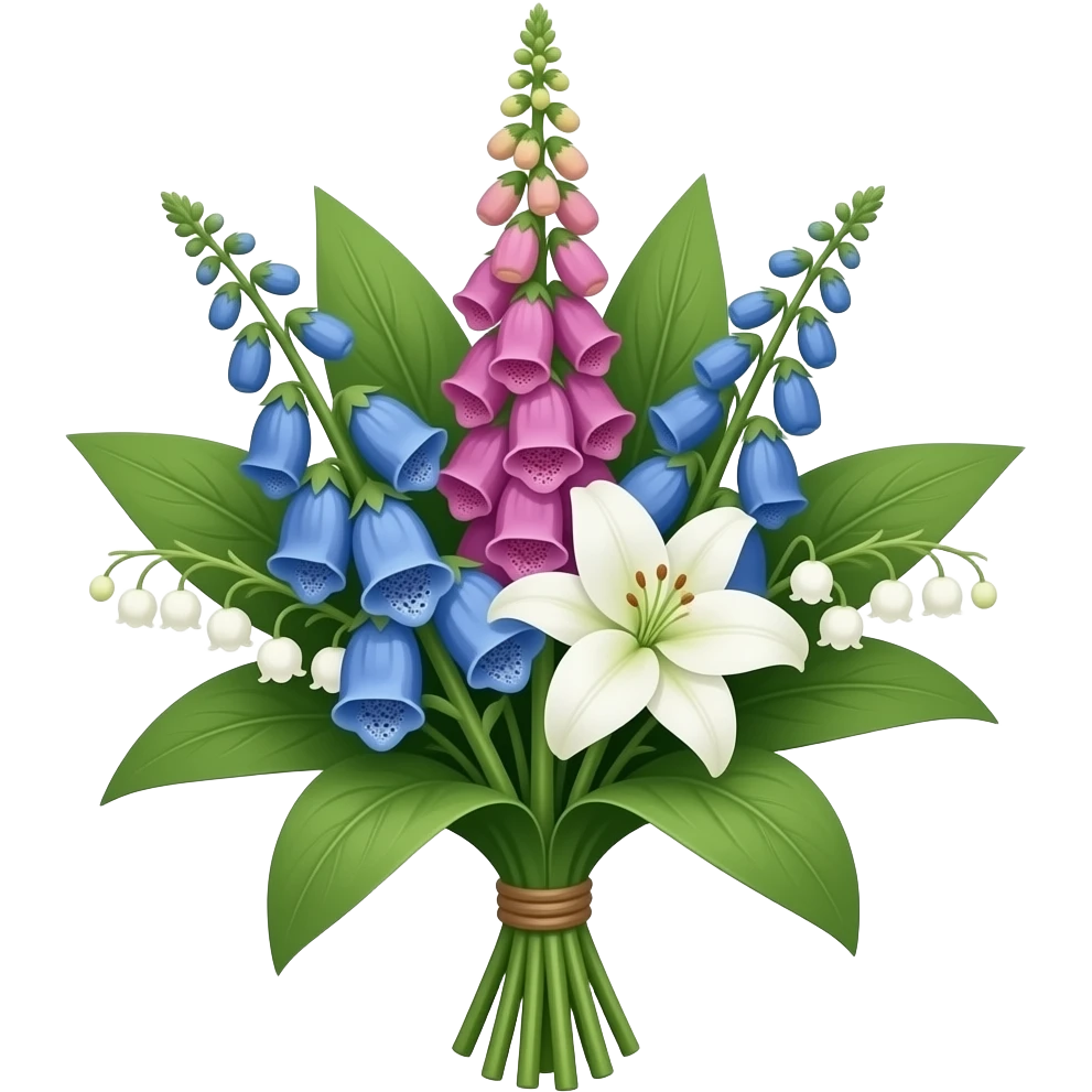 Bluebell-foxglove-lily of the valley Bouquet emoji