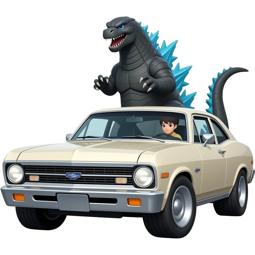 GODZILLA DRIVING CHEVY II NOVA emoji