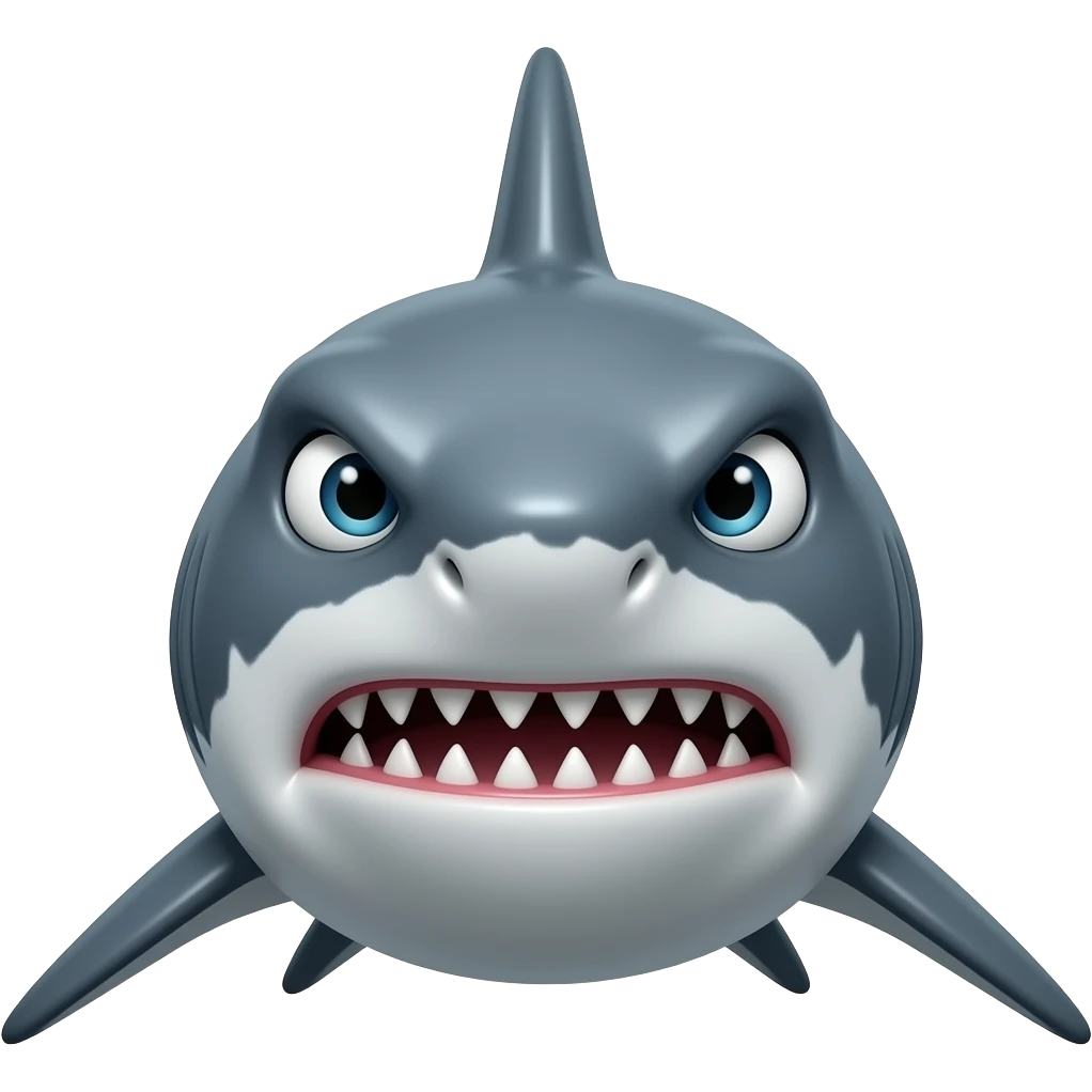 Tubarao agressivo,de frente ,n tao animado emoji