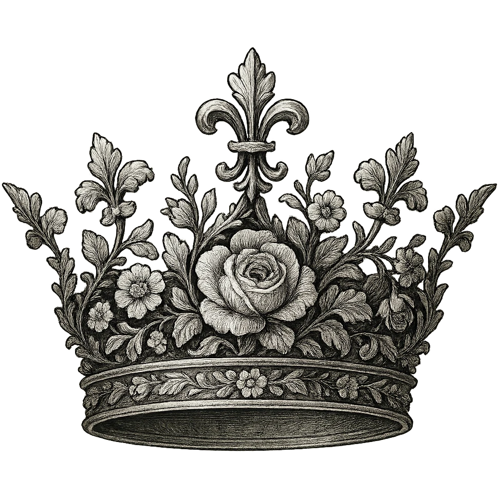 crown with intricate floral design, detailed, elegant, gpt-image style emoji