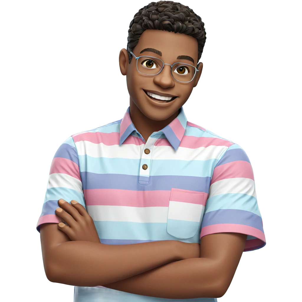 smiling male in striped shirt emoji
