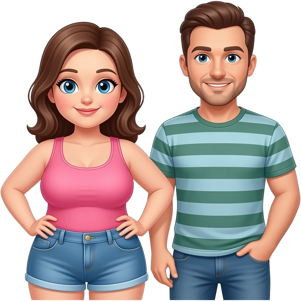 girl showing off is big ass and a man is standing beside her emoji