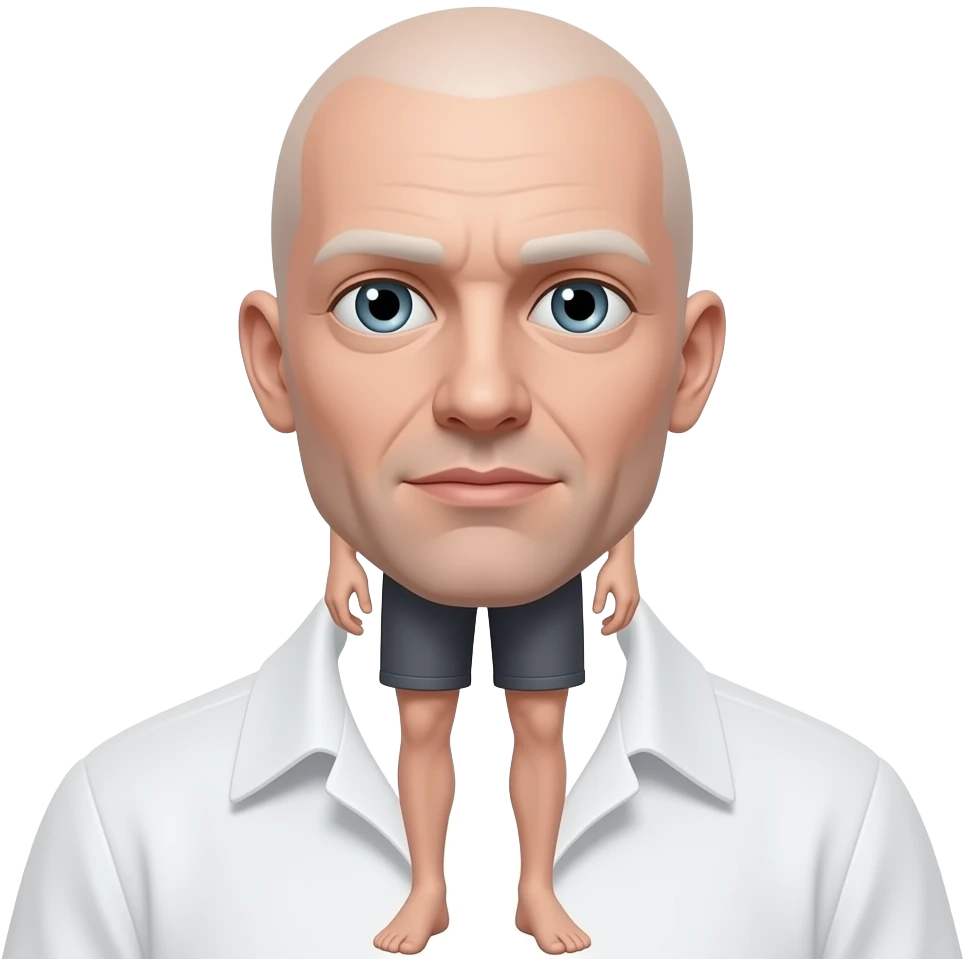 Bald white man with really skinny legs emoji