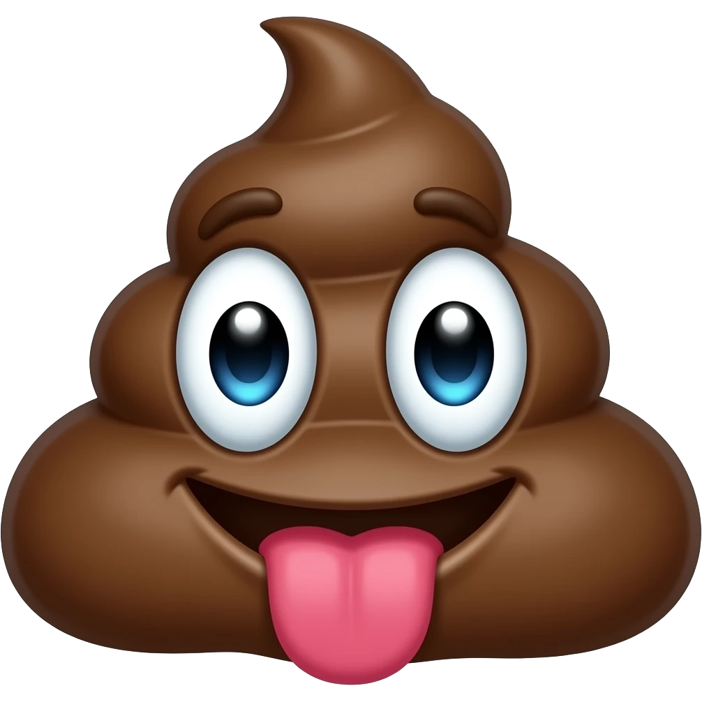 Poop with rolling eyes and death tongue emoji