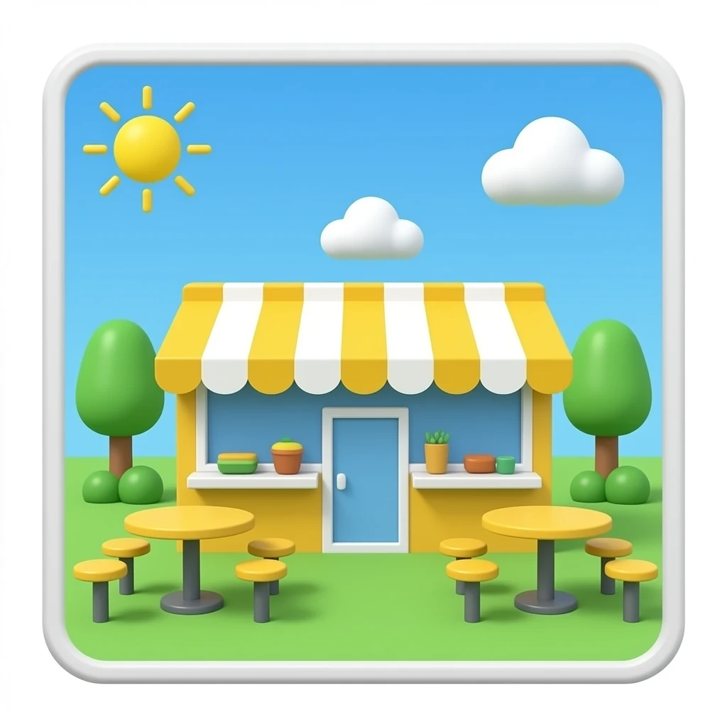 soft blue yellow foodcourt, transparent background inspired by barbie colour pallete emoji