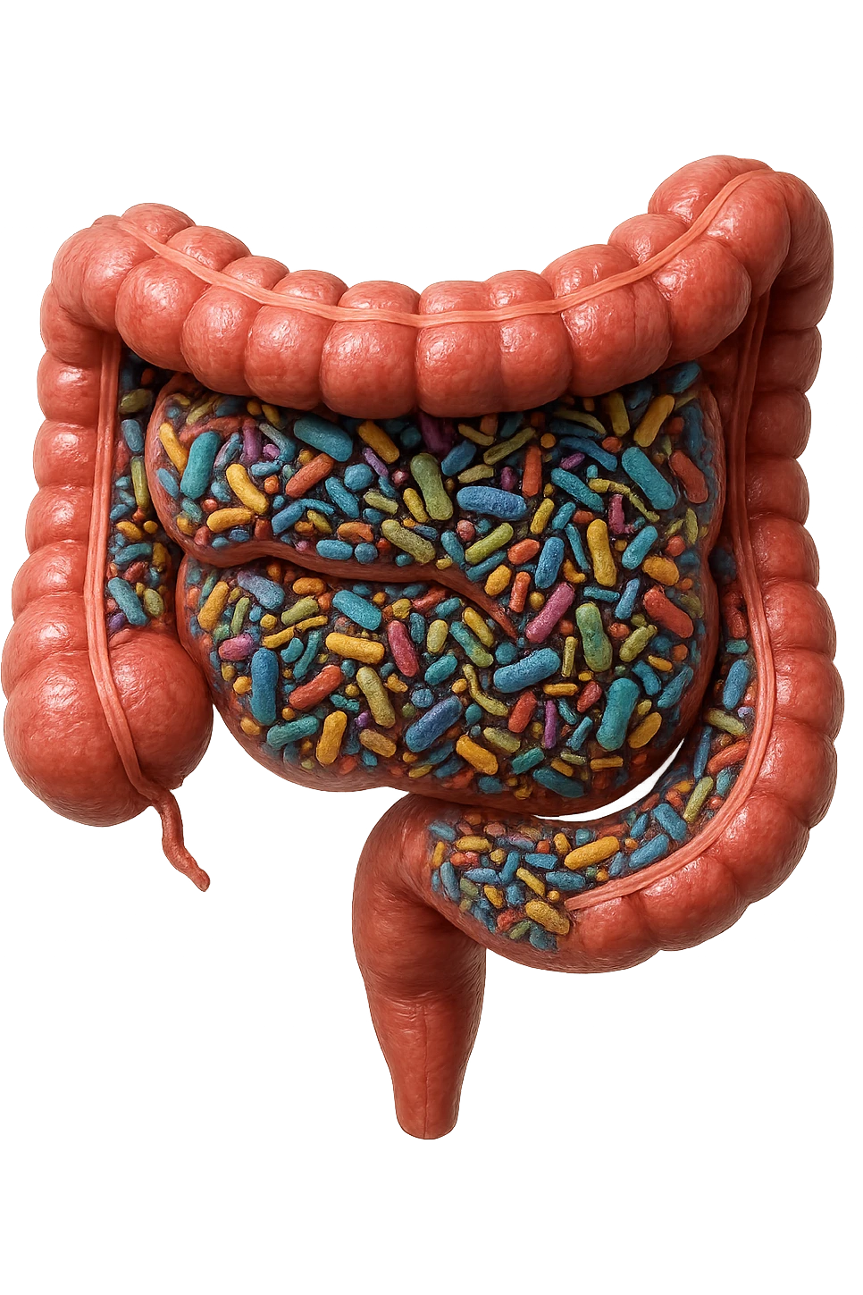 intestino umano pieno di batteri intestinali, iperrealistico 4k emoji