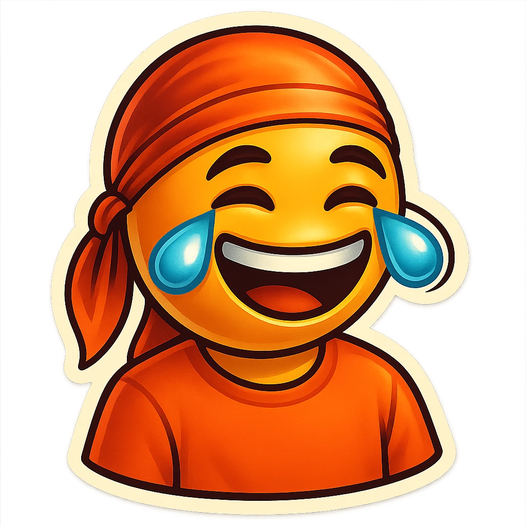 lol face laughing crying
orange shirt
make him smile
Change His durag To orange emoji