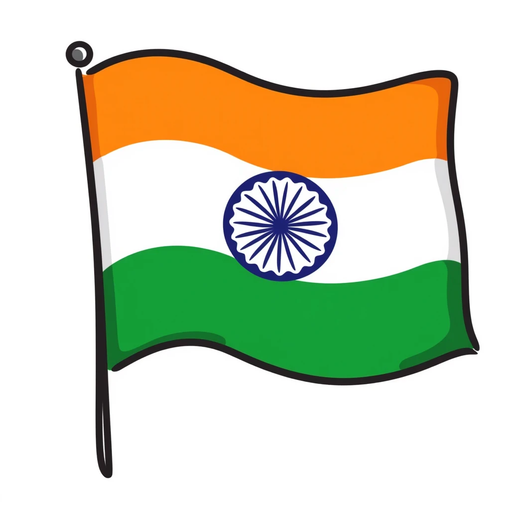 Indian flag, tricolor with saffron, white, and green horizontal stripes and a blue Ashoka Chakra in the center emoji