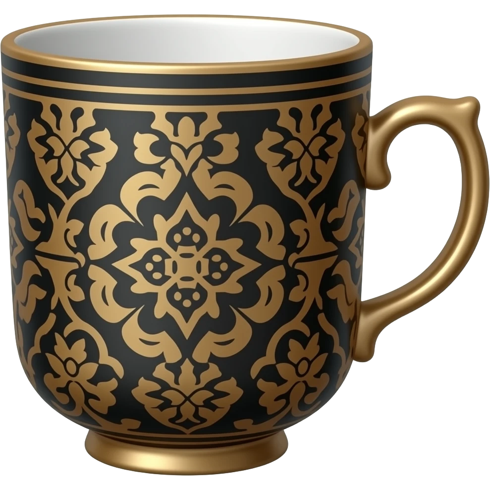 Black and brown chinoiserie teacup emoji