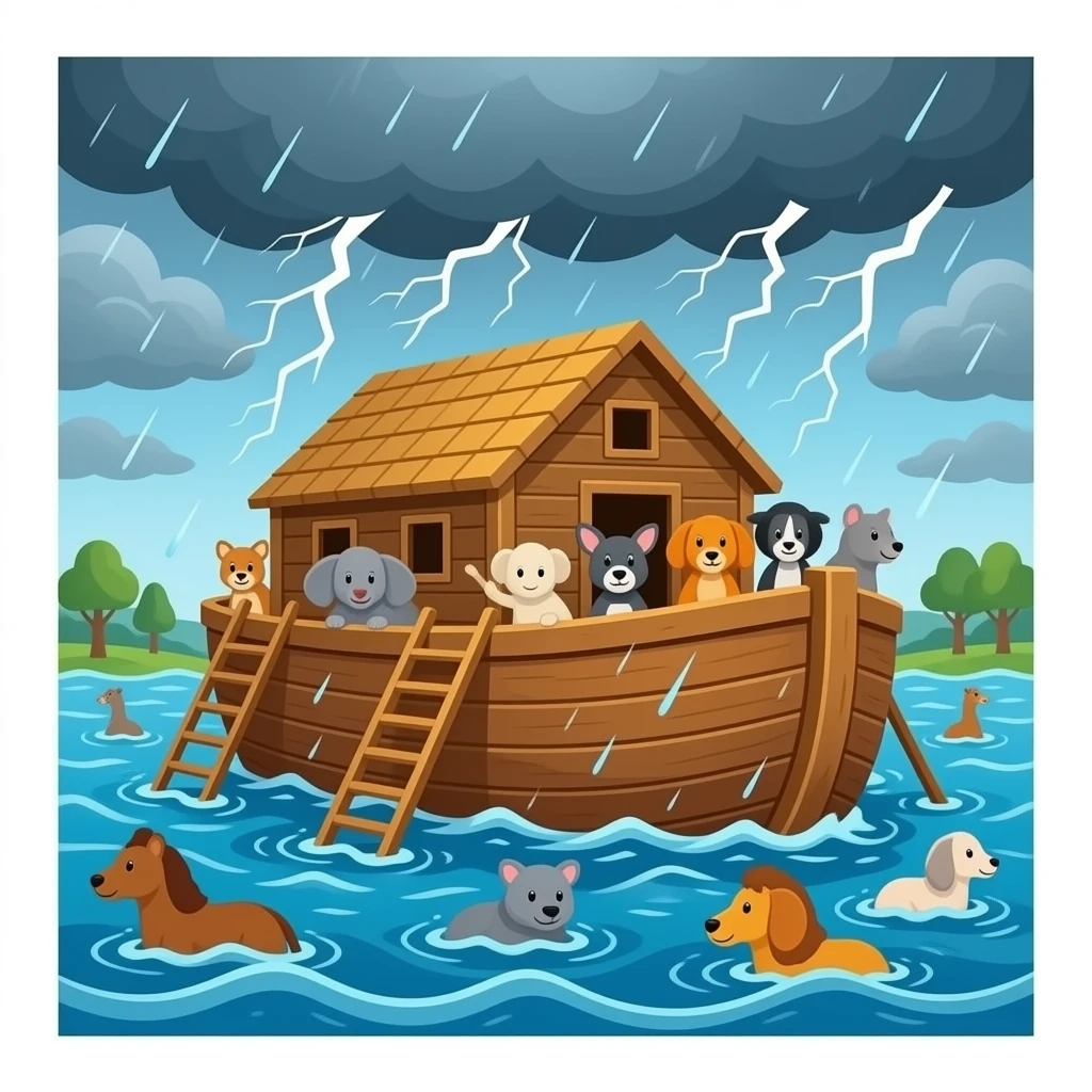 noah's save by the great flood by ark emoji