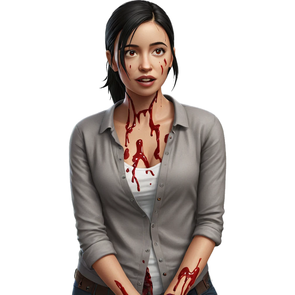 bloodied girl in outdoor setting emoji