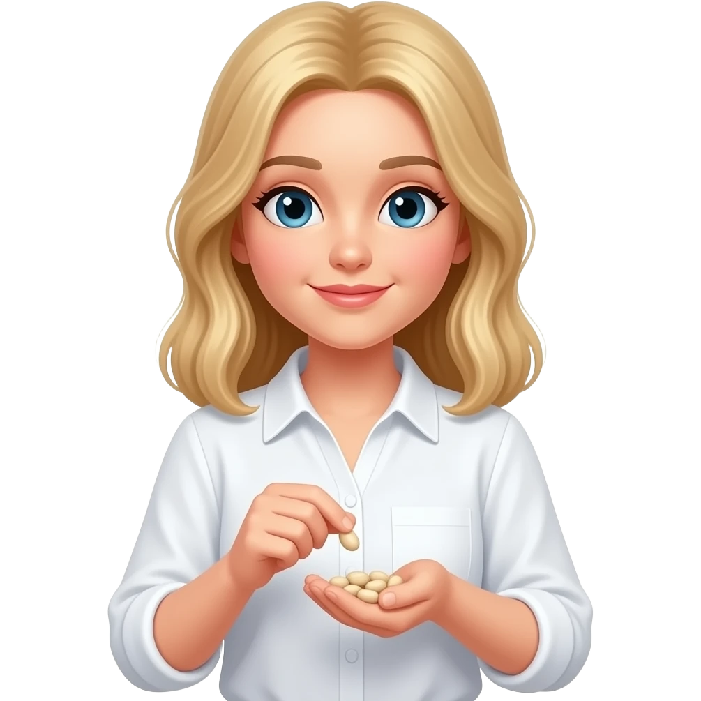 blonde girl counting beans emoji