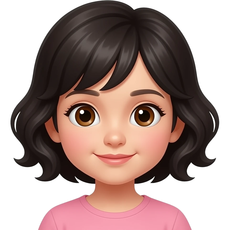 A little girl with big brown eyes, short wavy black hair and light skin emoji