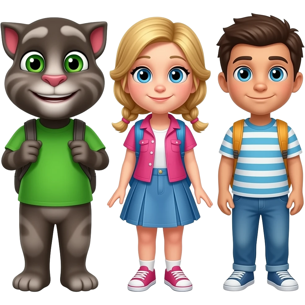 Talking Tom and Angela and bem Go to travel emoji