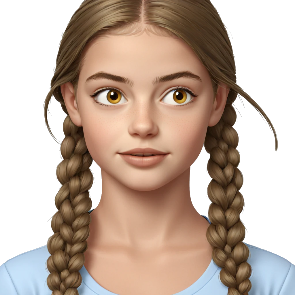 smiling girl with twin braids emoji