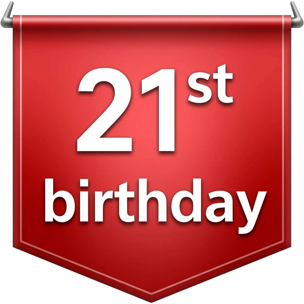 21st birthday red banner emoji