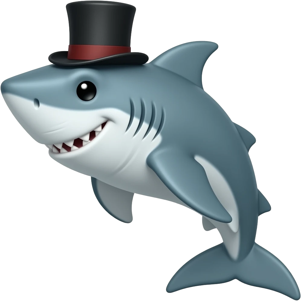 Shark with a top hat emoji