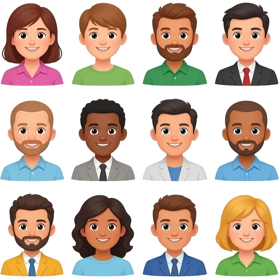 diverse creatives from different fields finding common interests emoji