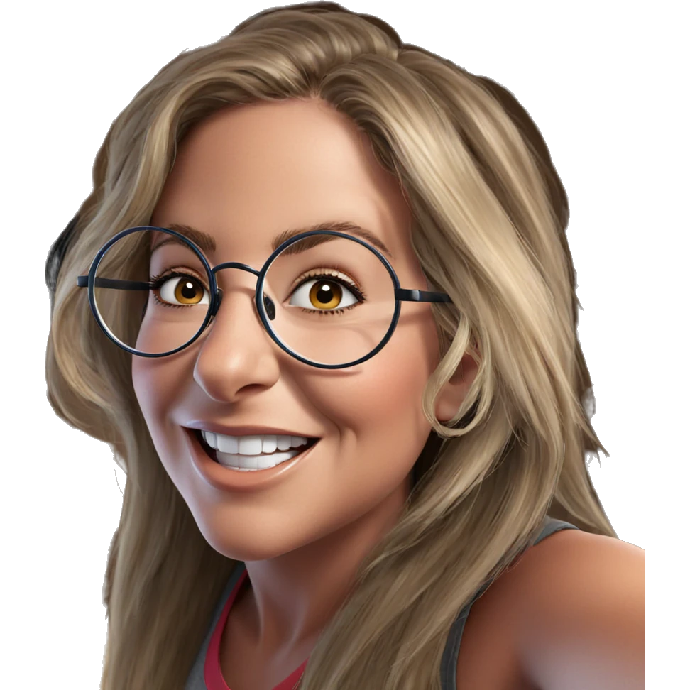 smiling girl with round glasses emoji