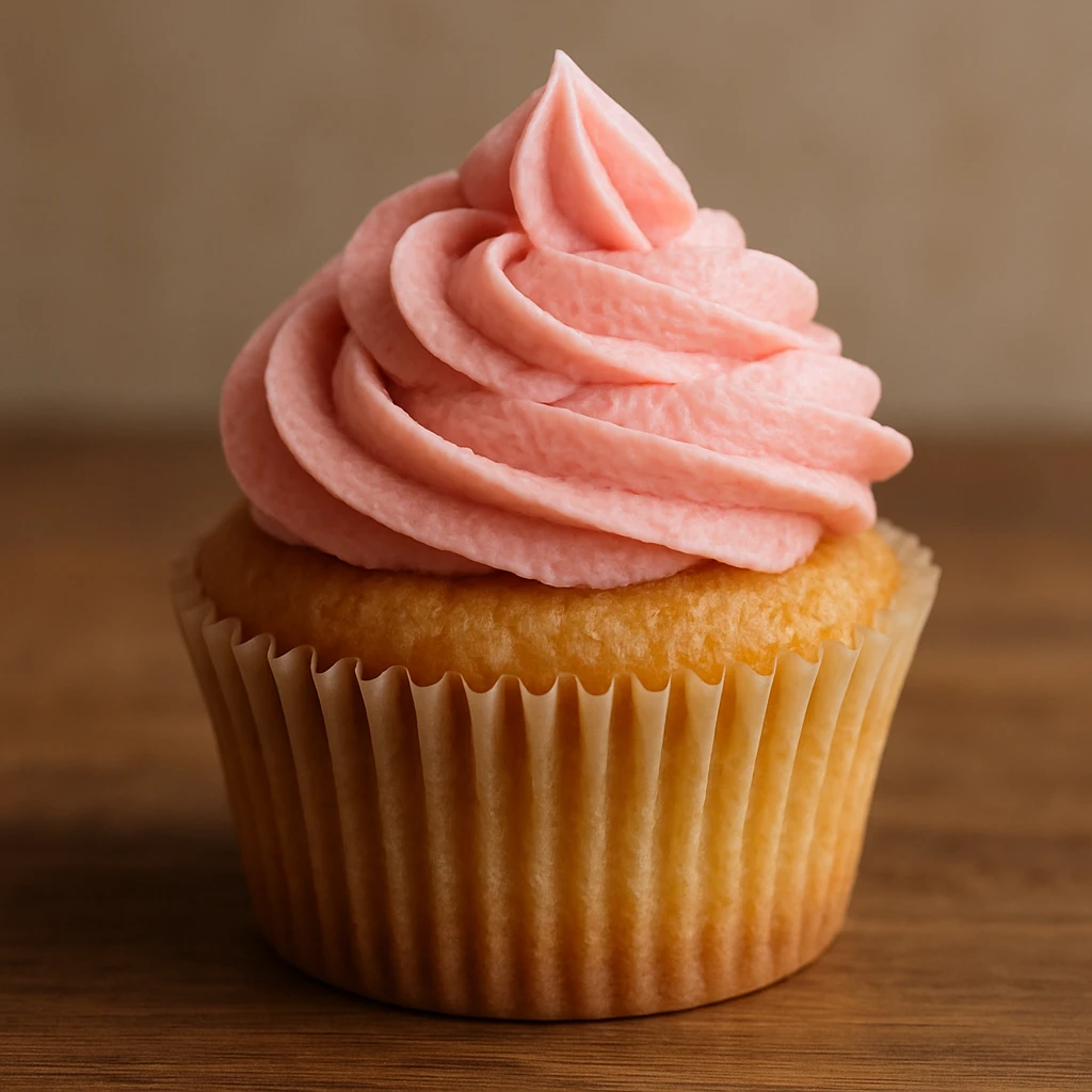 realistic cupcake with pink icing emoji
