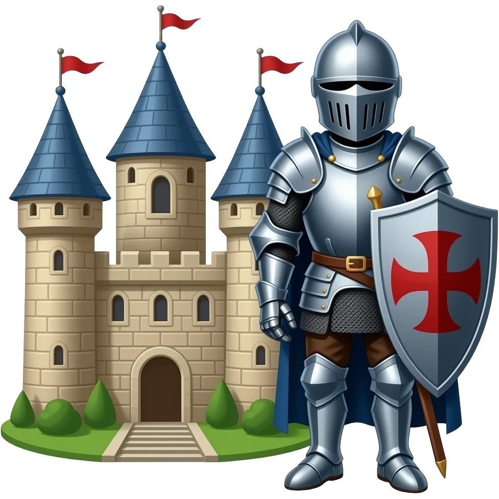 Un caballeros templarios junto a un castillo emoji