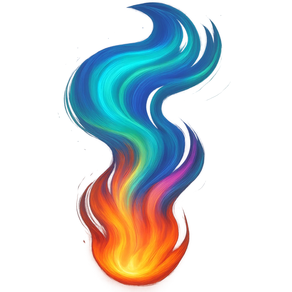 flame with a swirling aurora effect, digital illustration, no background emoji