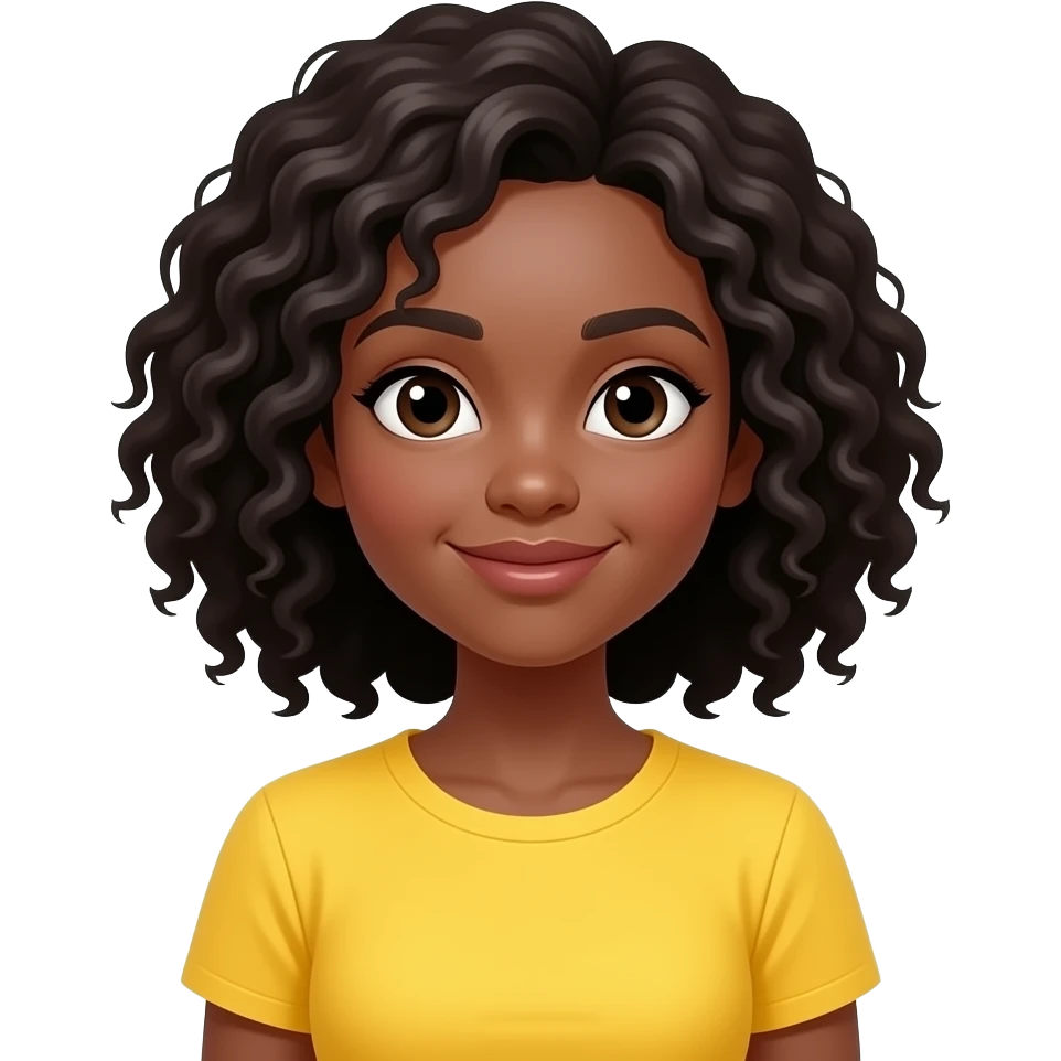 dark skin girl in vibrant yellow color shirt emoji