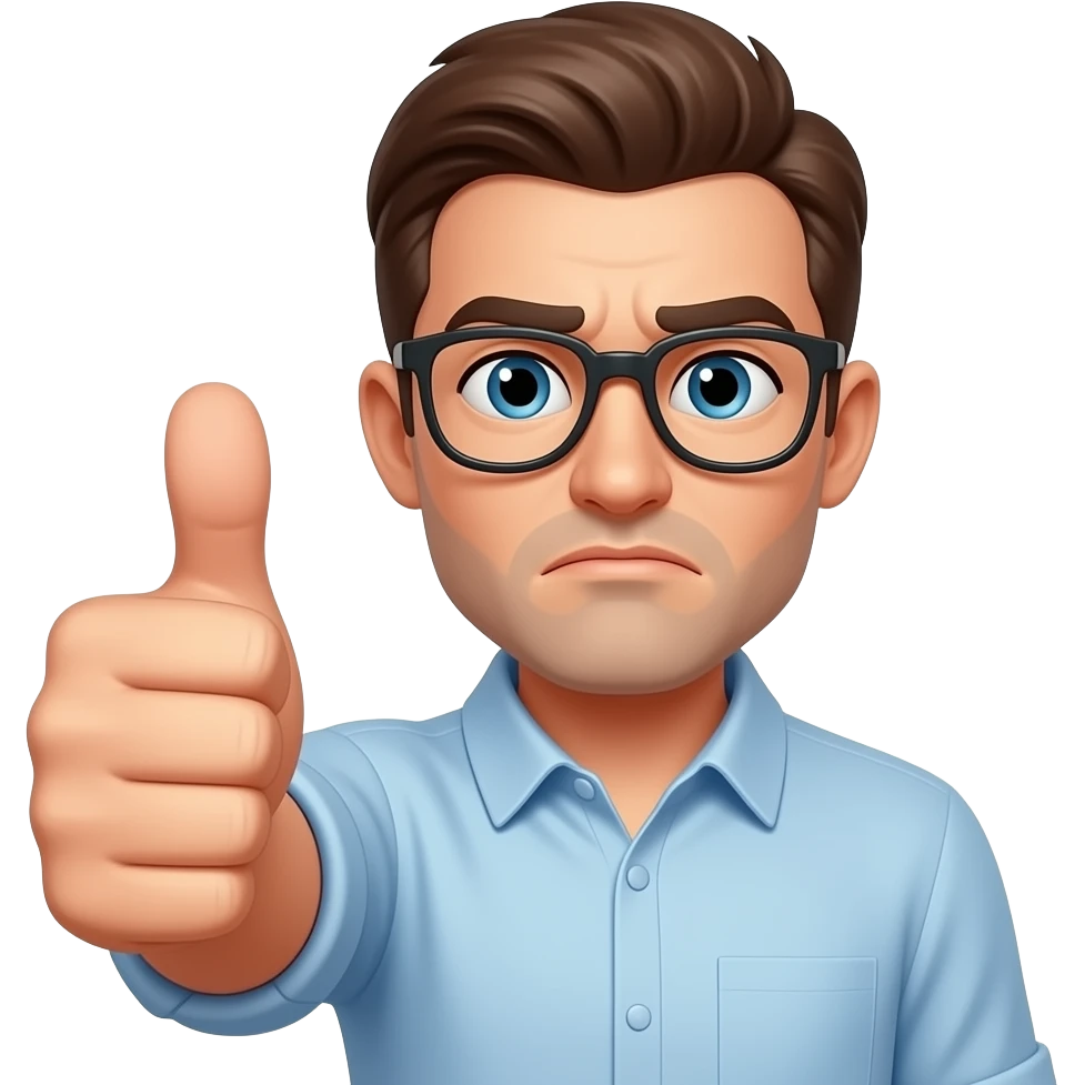 A disappointed man giving a thumbs-down. emoji