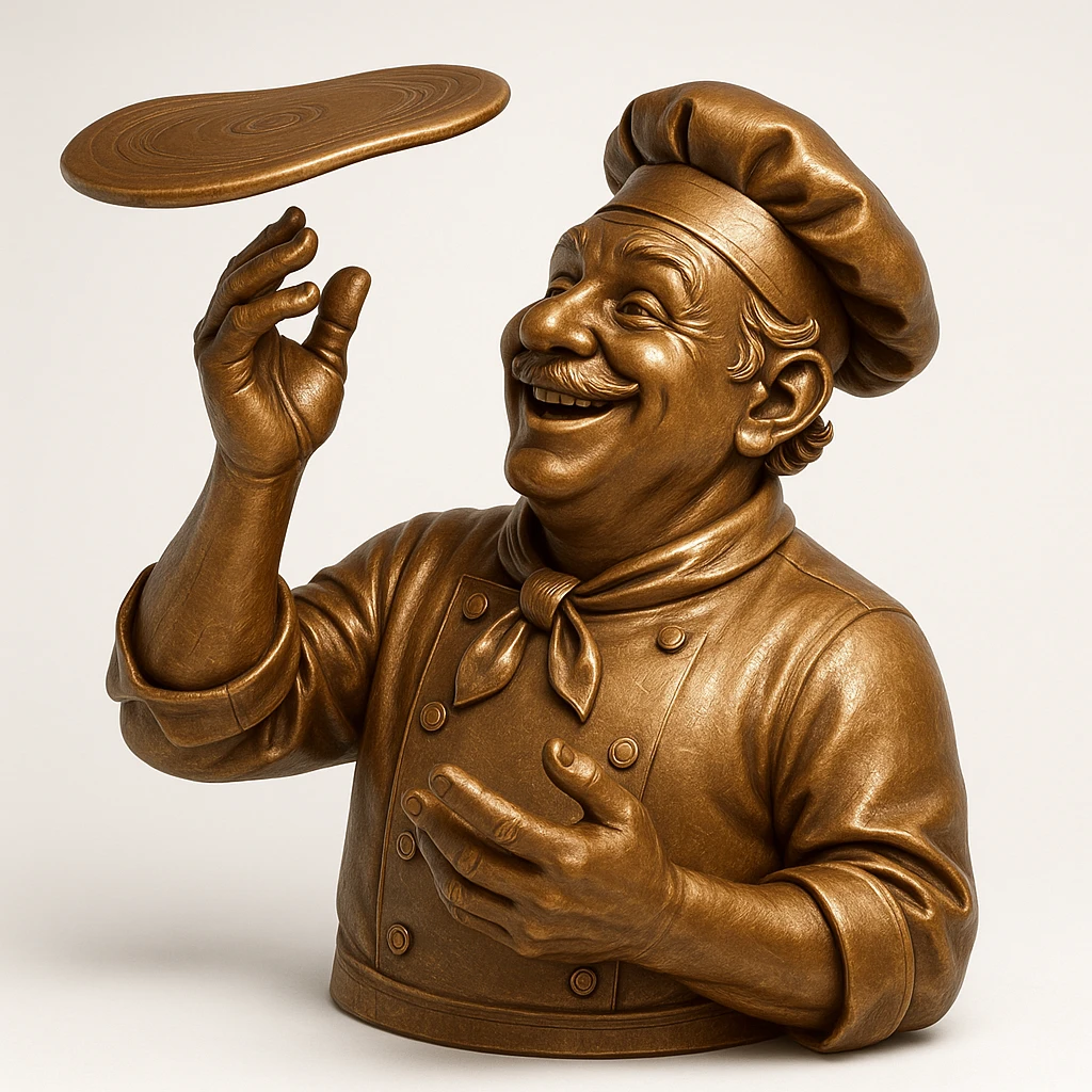smiling Italian chef spinning pizza dough emoji