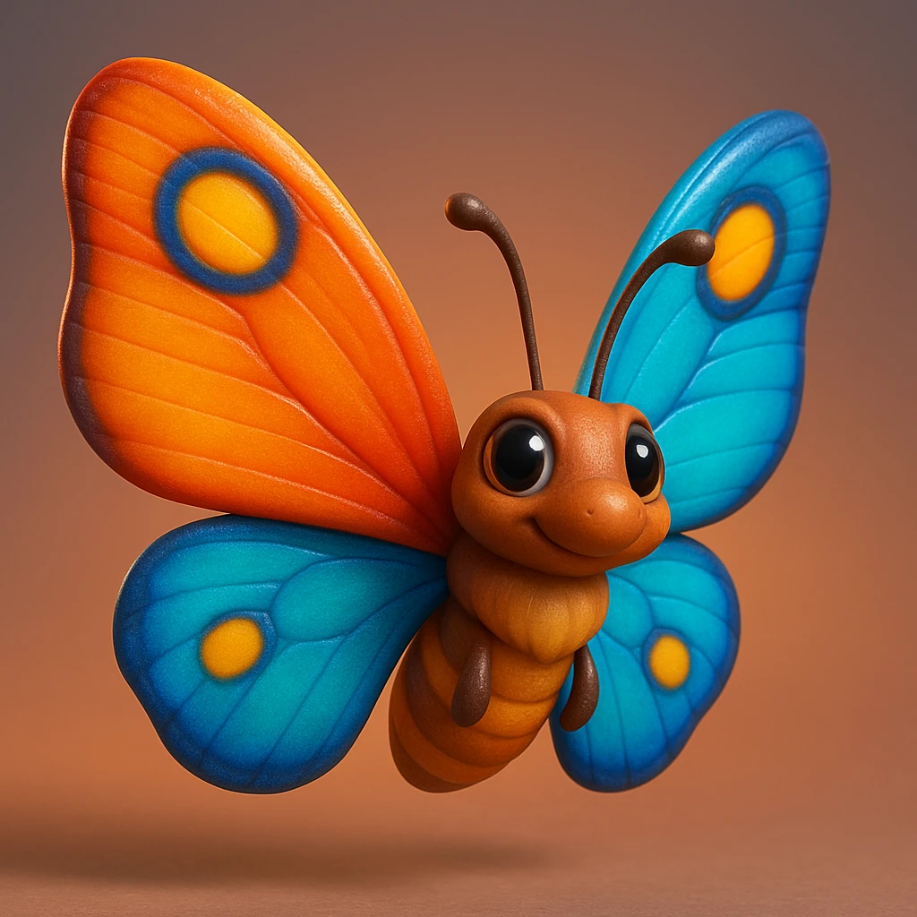 Bright butterfly wings.  realistic cartoony 3d emoji