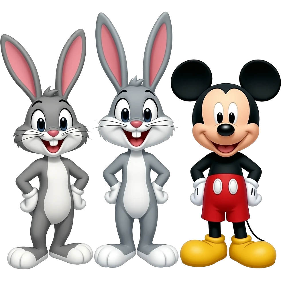 Who Framed Roger Rabbit/ Bugs Bunny and Mickey Mouse/ crossover emoji