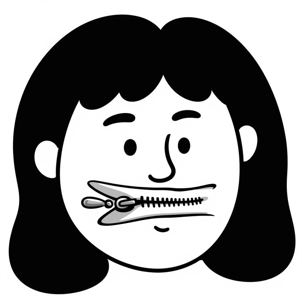 a face with a zipper across its lips, representing 'zip on lips' emoji