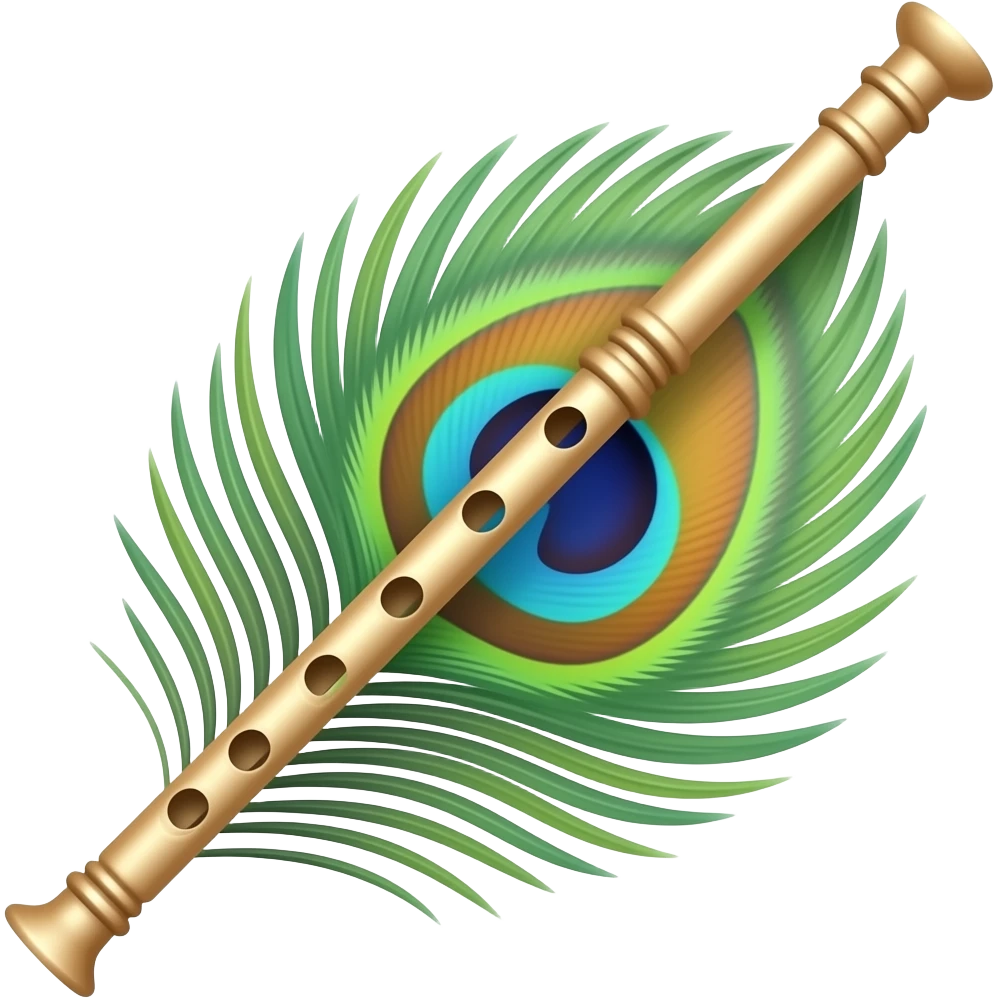 Flute with peacock feather emoji