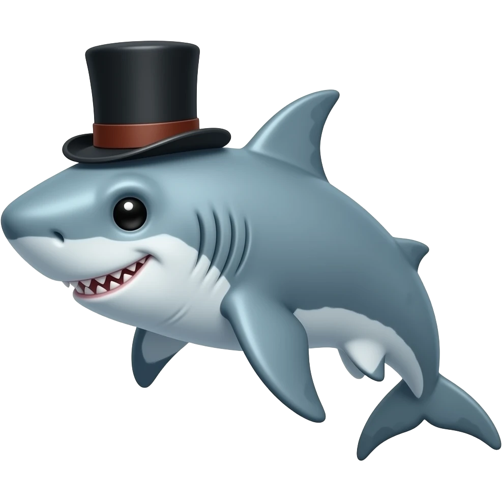 Shark with a top hat emoji