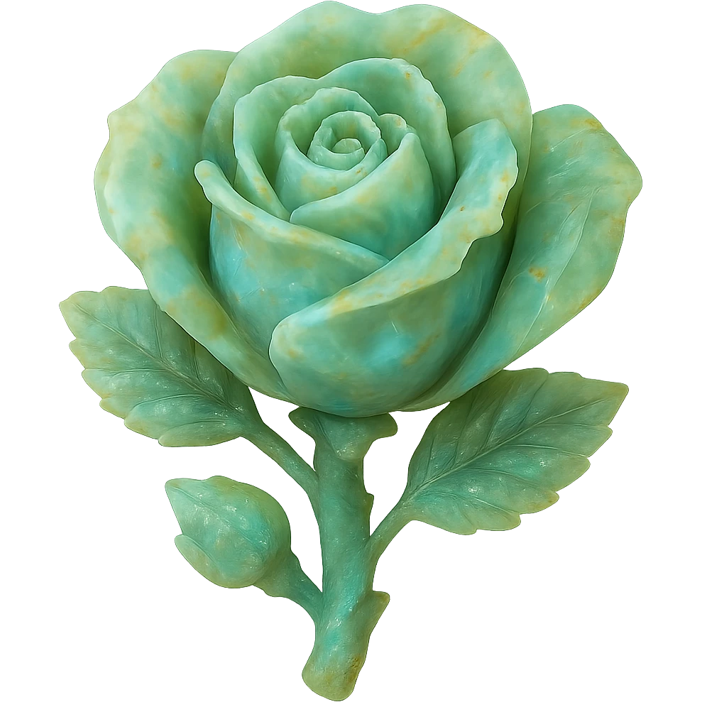 green Opal crystal rose flower, remove background emoji