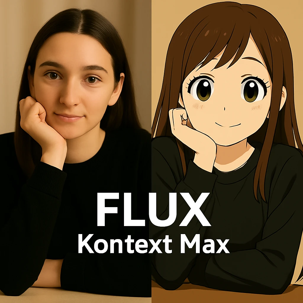 same similar image but chnage the text to "Flux Kontext Max" emoji