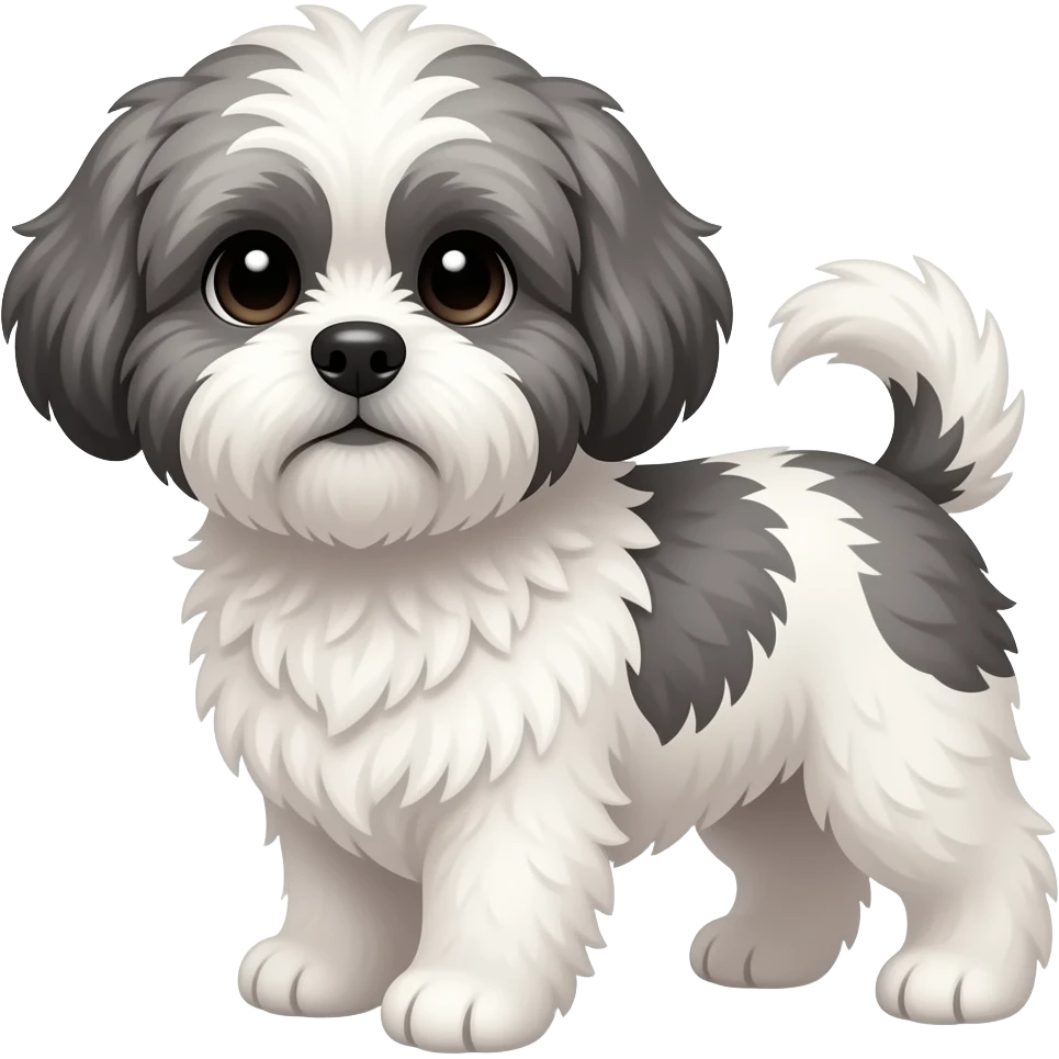 Coby is a fluffy gray-and-white Lhasapoo with cute, curious eyes and a playful, loyal personality. this sentance was made by AI because i dont know how to describe Coby but genarate it tho emoji