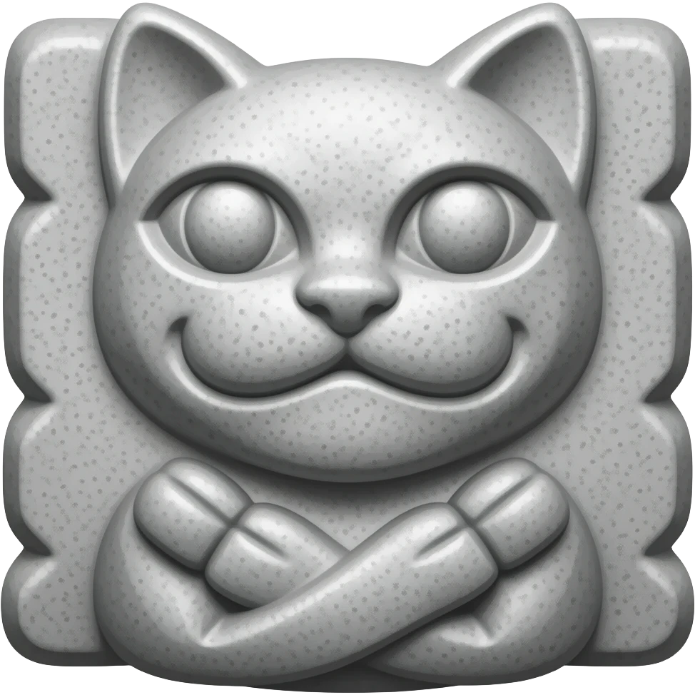 stone totem stone cat low poly emoji