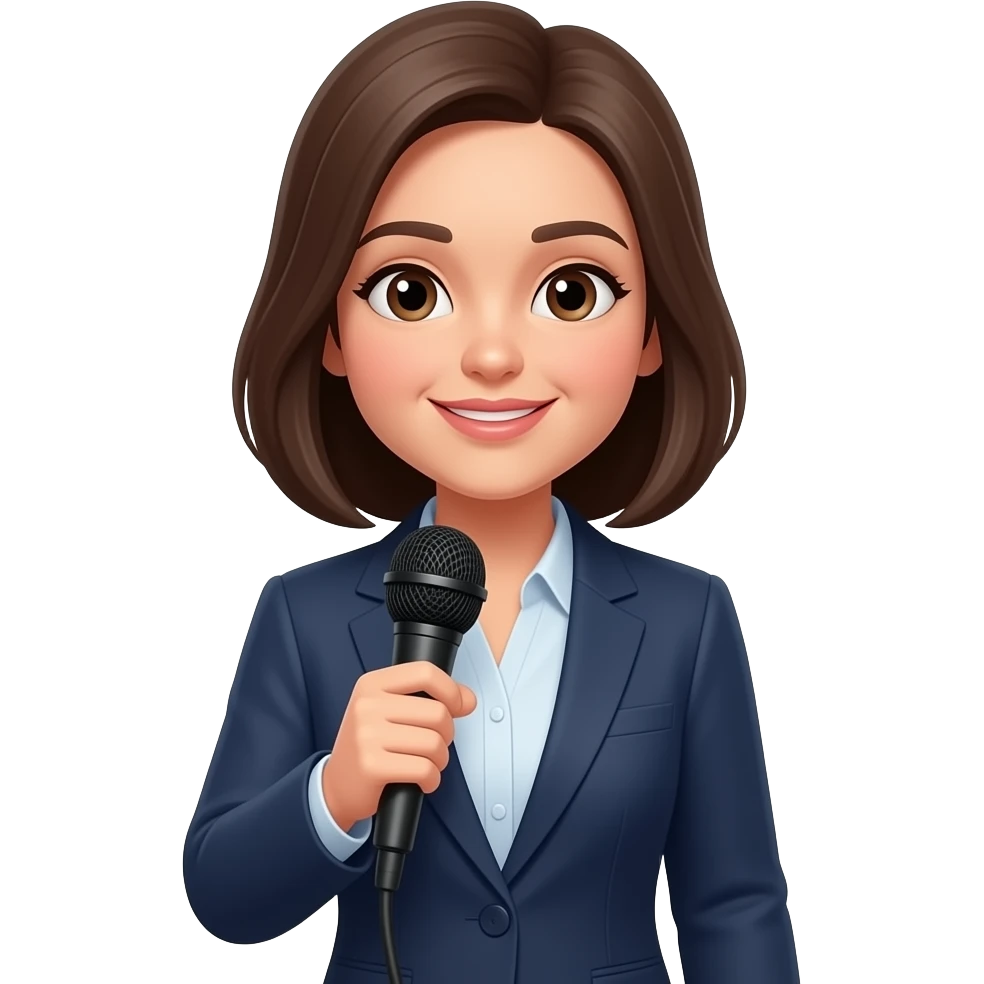 femme journaliste au micro emoji