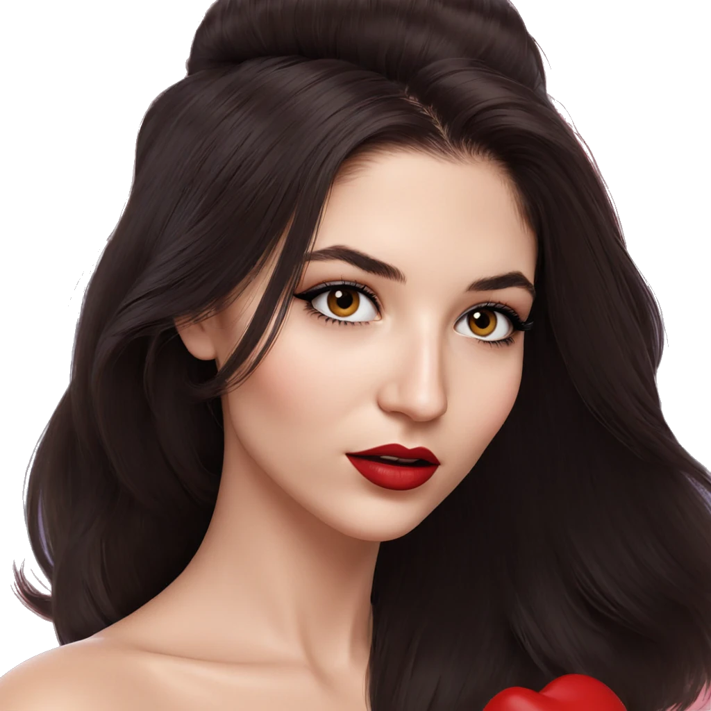 portrait of a girl with lipstick emoji