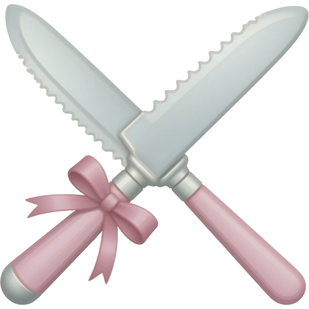 Pastel pink and pastel white dainty neat cute thin slim lanky long sharp edgy pocket filet knife with a tiny ribbon emoji