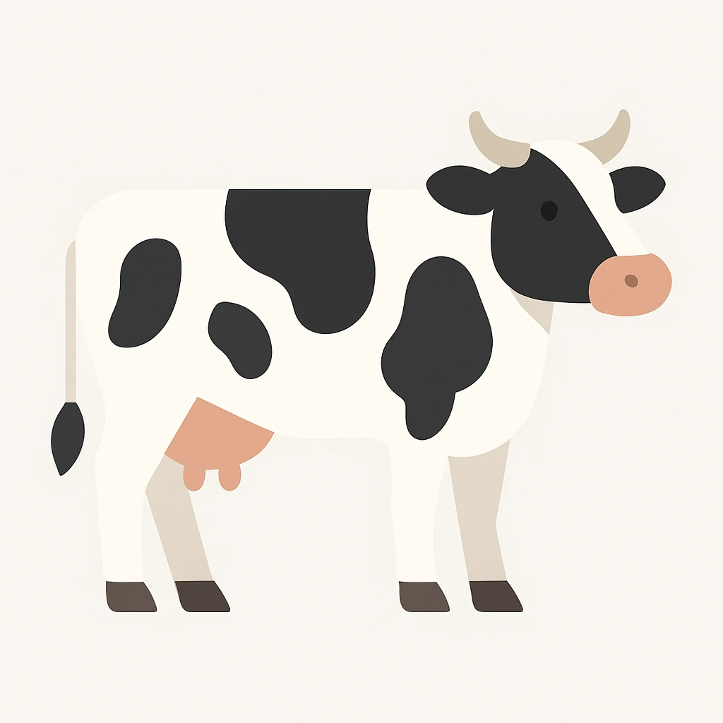 Flat design style cow emoji